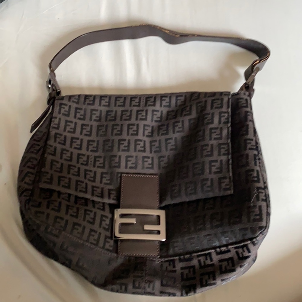 Brown shoulder bag marked Fendi